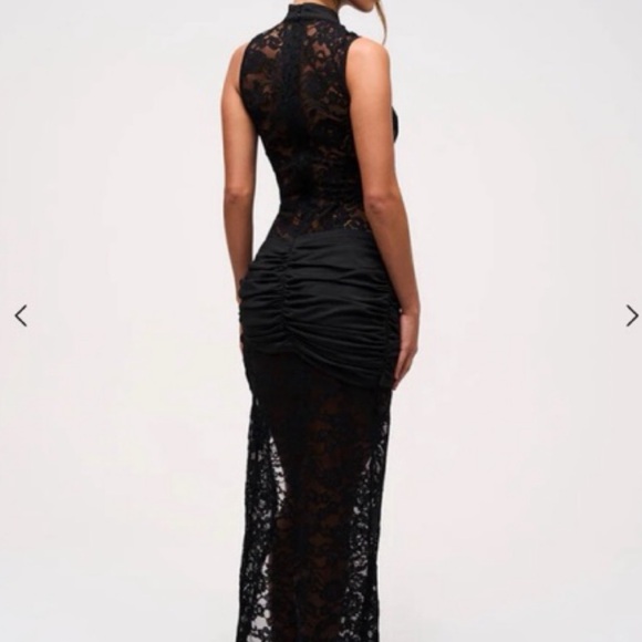 Murci Black Lace Evening Dress with Side Slit - Picture 3 of 5
